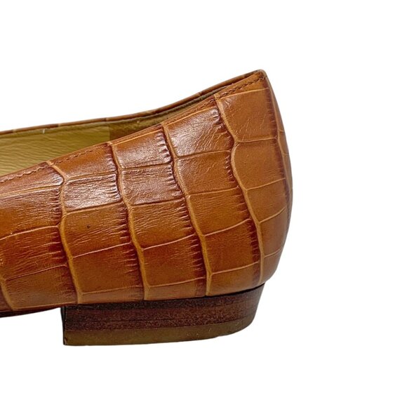 MICHAEL Michael Kors‎ Brown Croc Embossed Leather Round Toe Flats - Picture 5 of 10
